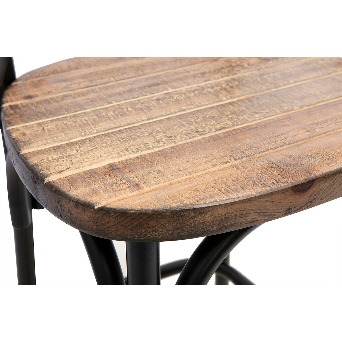 Tabouret de bar industriel en bois et métal noir 65 cm JAKE