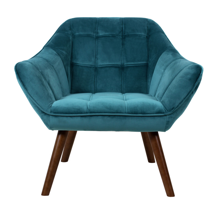 Fauteuil Simba en velours turquoise