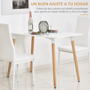 Mesa de Comedor Nórdico de Metal y Maderab 120x60x75cm Blanco