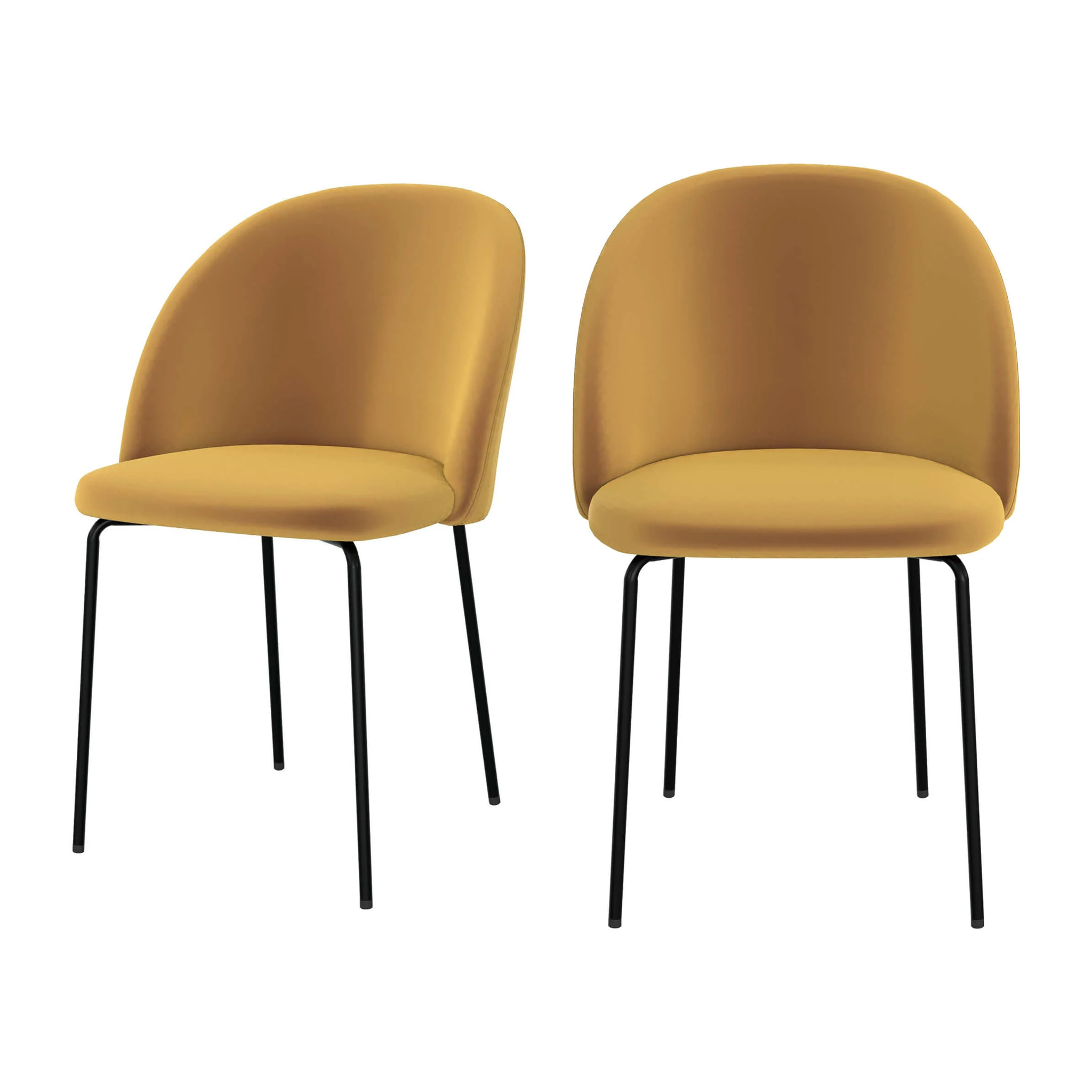 Lot de 2 chaises en velours jaune moutarde - Karl