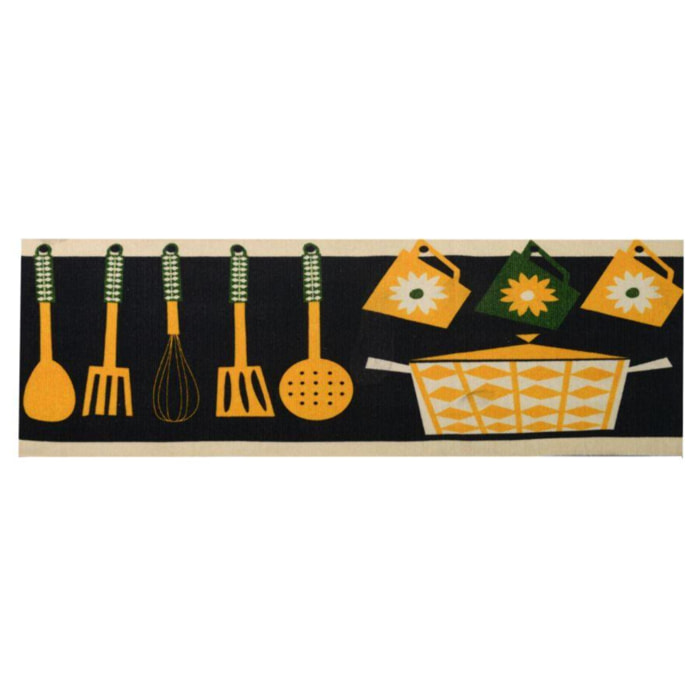 Tappeto in pvc per cucina giallo e nero cm120x50x0.6