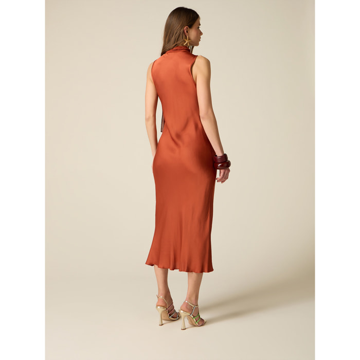 Oltre - Vestido tubo en raso de viscosa - Naranja sol