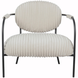 Fauteuil en velours côtelé et piètement noir - LEON