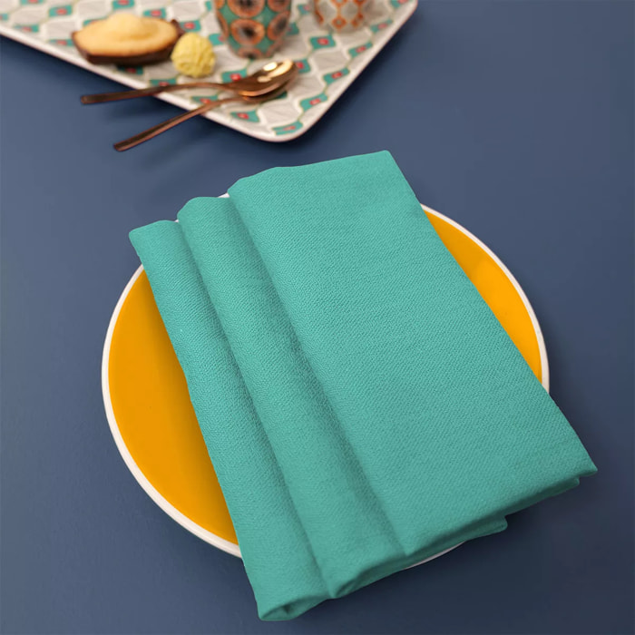 Serviette pur coton motif jacquard canard Bastide turquoise