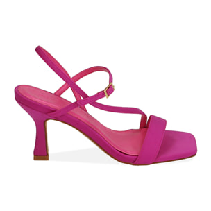 Sandali fucsia in lycra, tacco 7,5 cm
