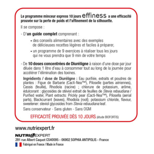 NUTRIEXPERT - Programme Minceur Express 10 jours Effiness - Elimination, perte de poids, affinement du tour de taille - Guide complet inclus - Cure 10j