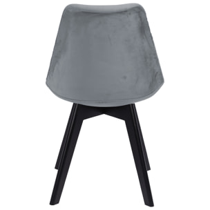 Lot de 4 chaises en velours NORA grises avec coussin