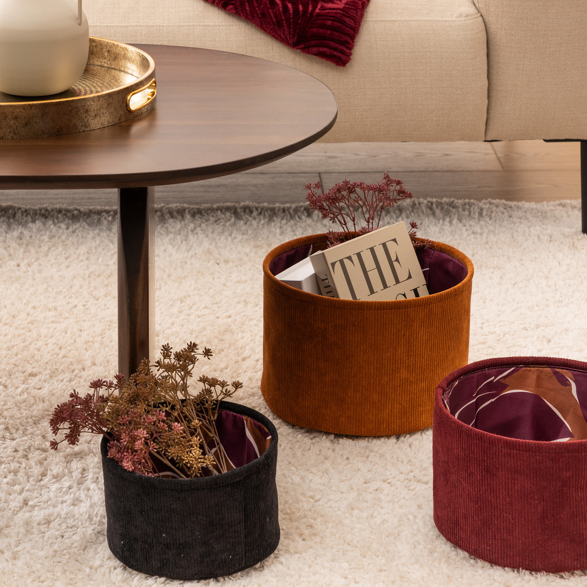Lot de 3 paniers ronds automne D21 25 29cm