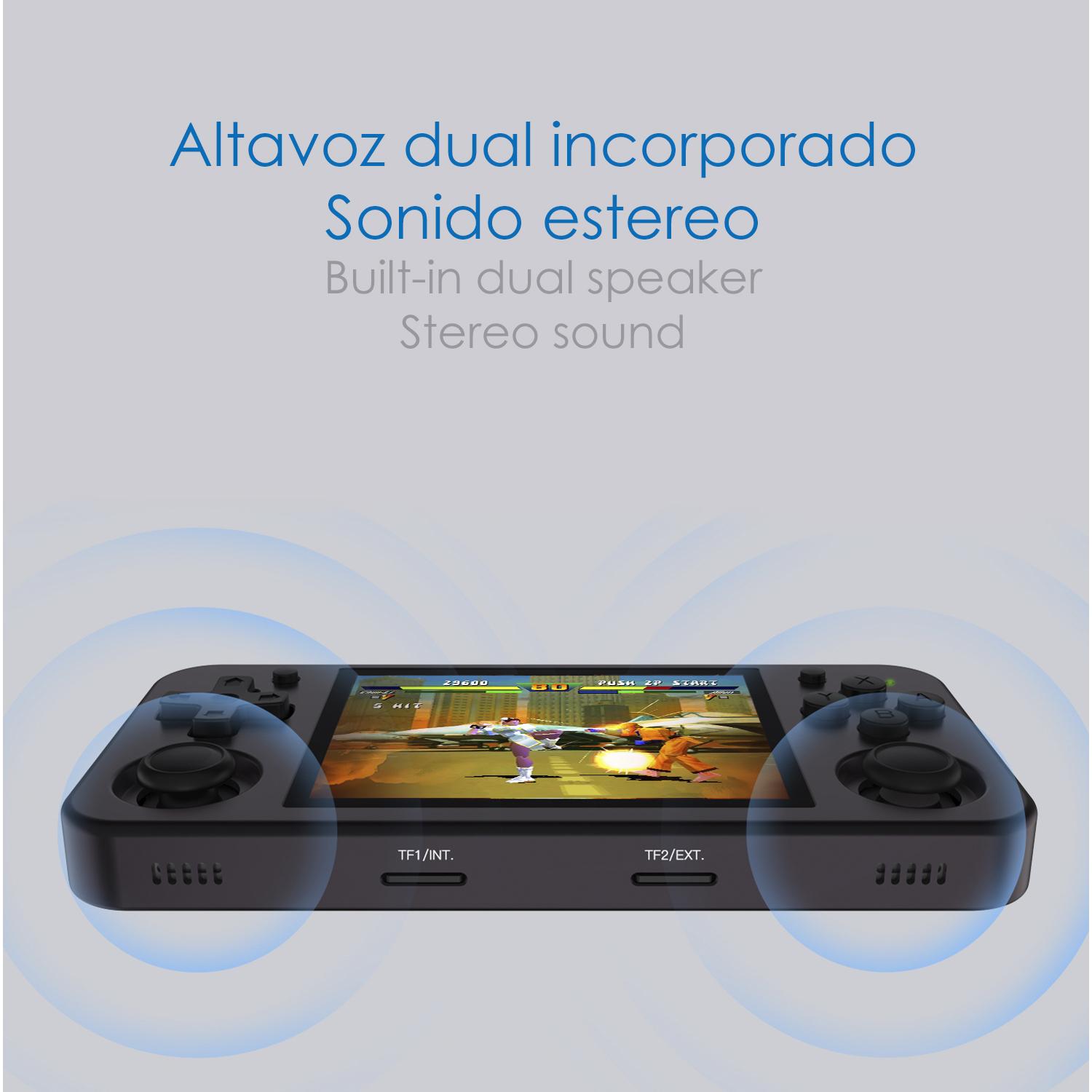 Console emulatore multipiattaforma RG353M. IPS da 3,5''; Quad Core da 1,8 GHz, 16 GB+256 GB. Android 11 + Linux. WiFi. +44.000 giochi.