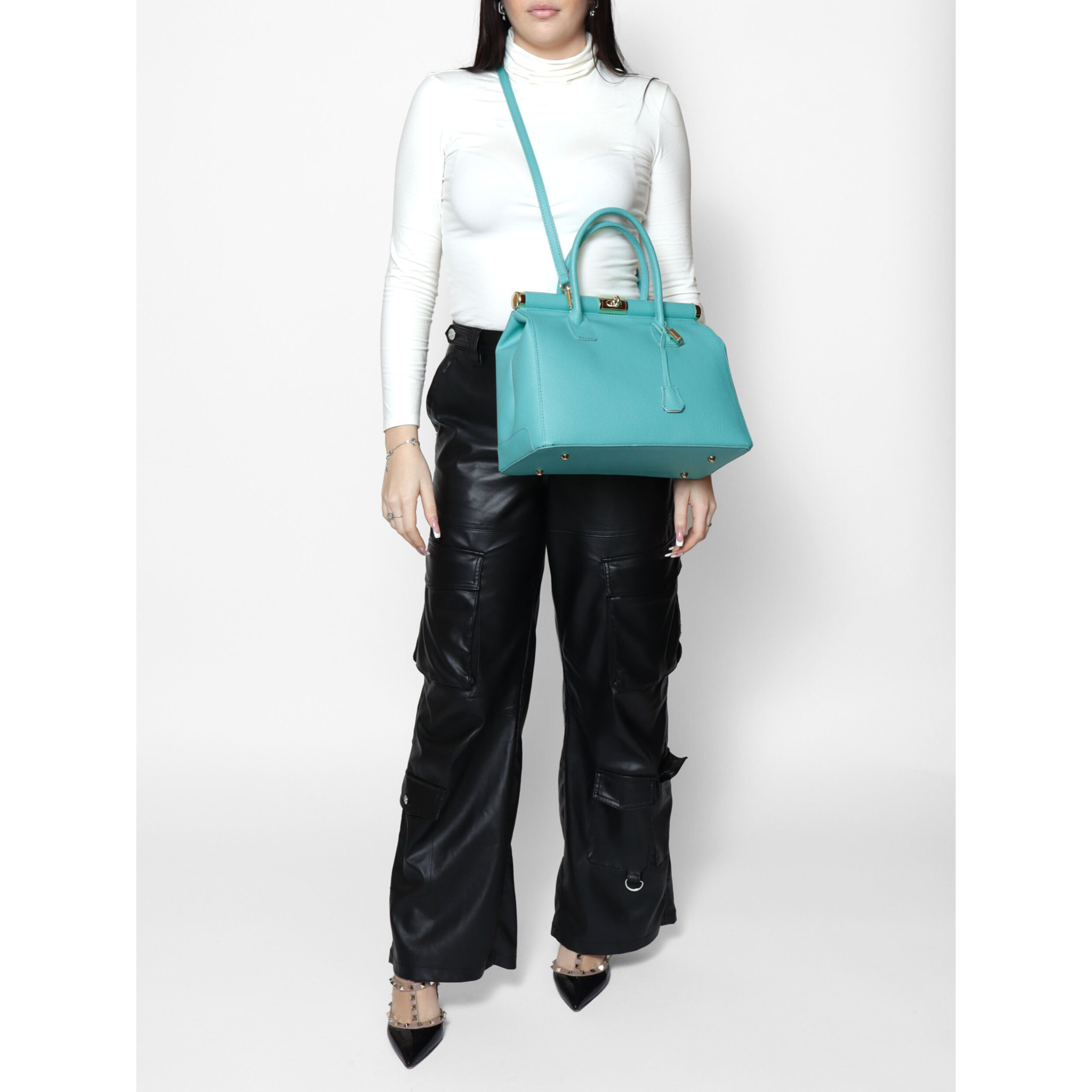 Borsa a mano da Donna Eleonora in Vera Pelle Made in Italy 26x35x16 cm