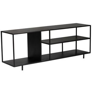 Étagère basse ouverte meuble TV design en métal noir L160 cm KARL