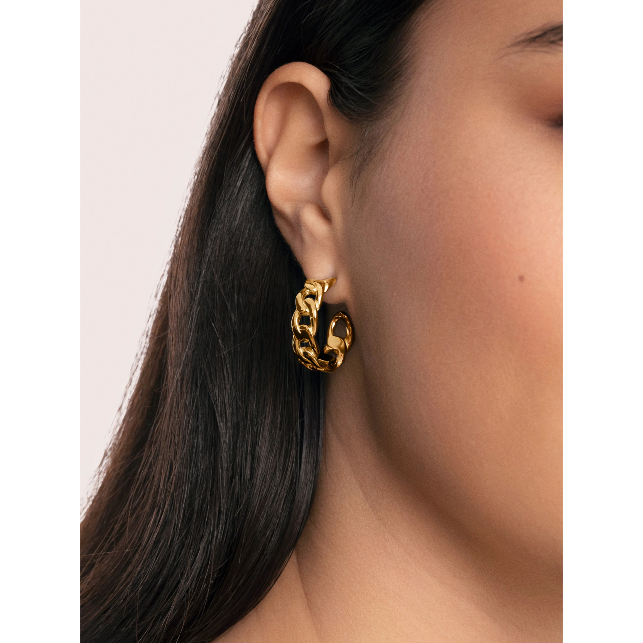 Orecchino Chunky Link  in Acciaio Placcato Oro