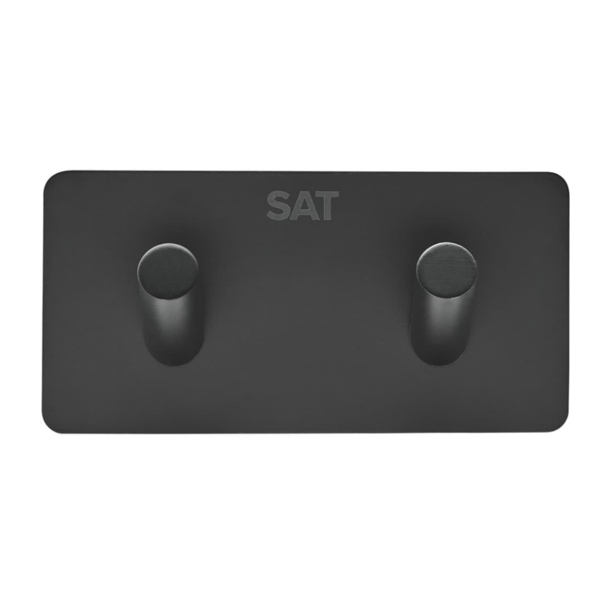 Patère murale adhésive double crochets en acier inoxydable, noir mat (HACEKNALEP2HMC)