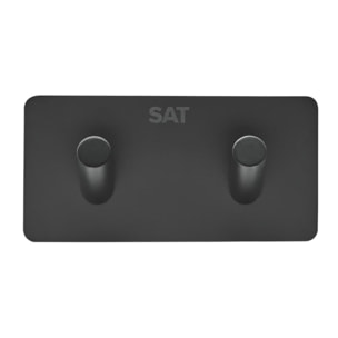 Patère murale adhésive double crochets en acier inoxydable, noir mat (HACEKNALEP2HMC)