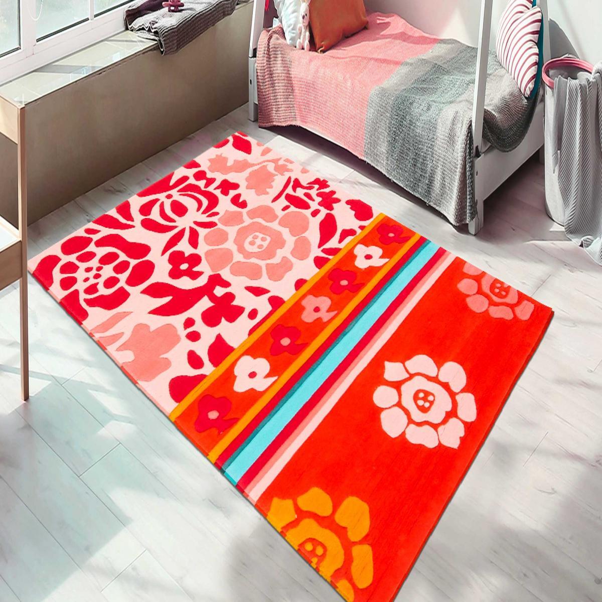 Tapis salon et chambre fait main en acrylique motif géométrique RIGI