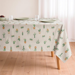 Mantel antimanchas CACTUS VERDE - 100% algodón