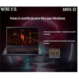 PC Gamer ACER Nitro V15 ANV15 15,6" FHD 165Hz Intel Core 7 250H Nvidia GeForce RTX 5060 32 Go RAM DDR4 SSD 512 Go