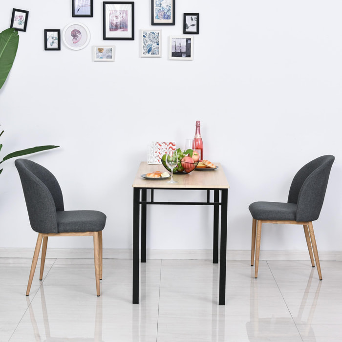 Lot de 2 chaises de salle à manger chaise de salon pieds en métal imitation bois 50 x 58 x 85 cm gris