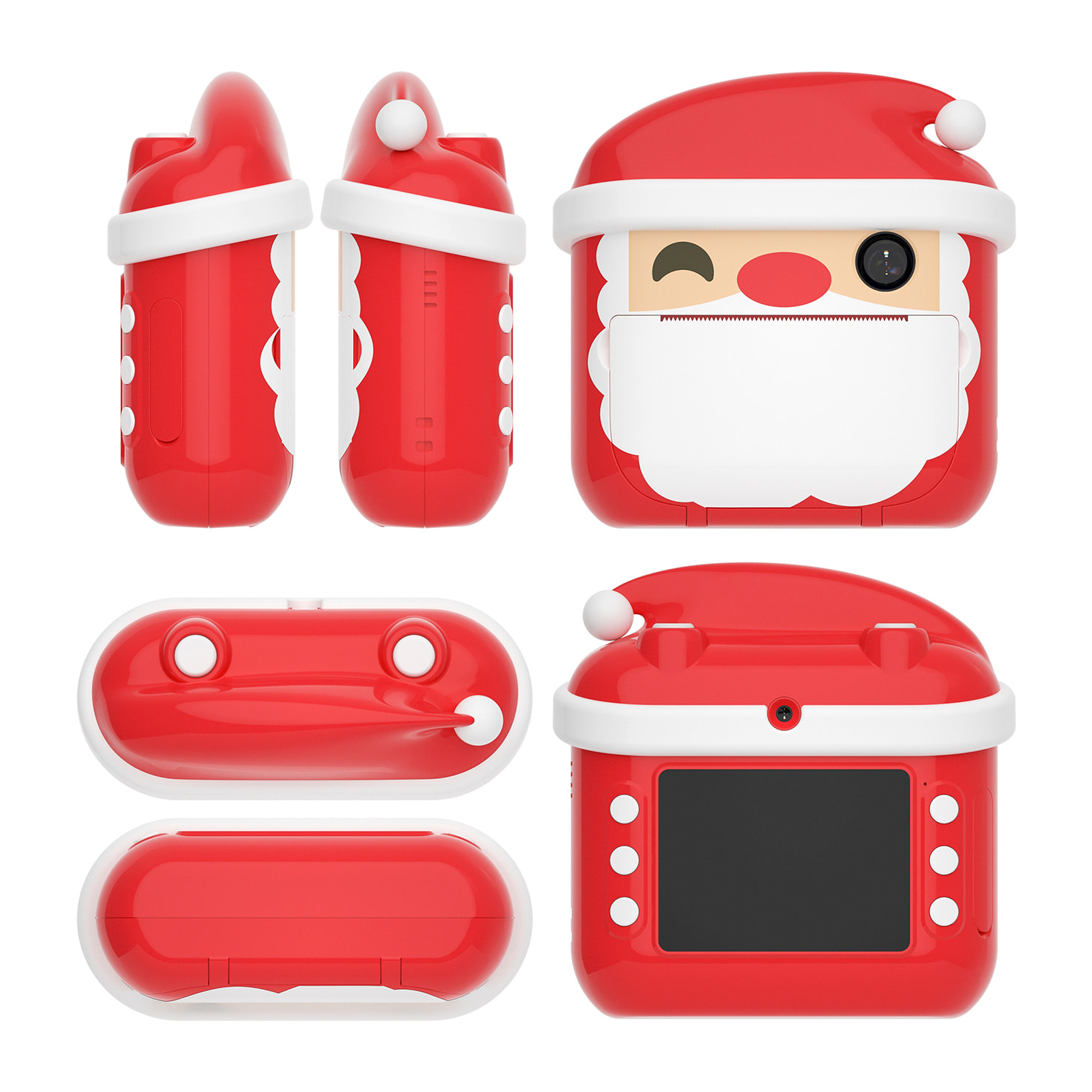 Fotocamera digitale, design Babbo Natale, foto da 12 MP e video HD per bambini. Stampa istantanea delle tue foto preferite.