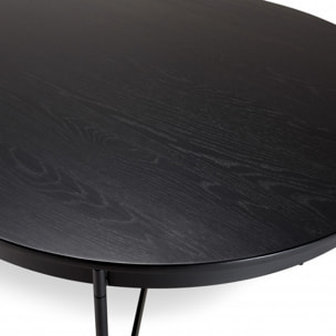 DALY - Table à manger ovale noire 240x104cm piètement métal