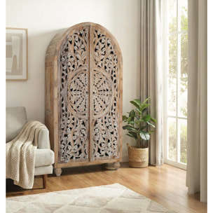 Armario de Madera de Teca 100 Cm Estilo Boho Tallado