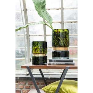 J-Line Vase Tache Decoratif Verre Vert/Noir/Or Small