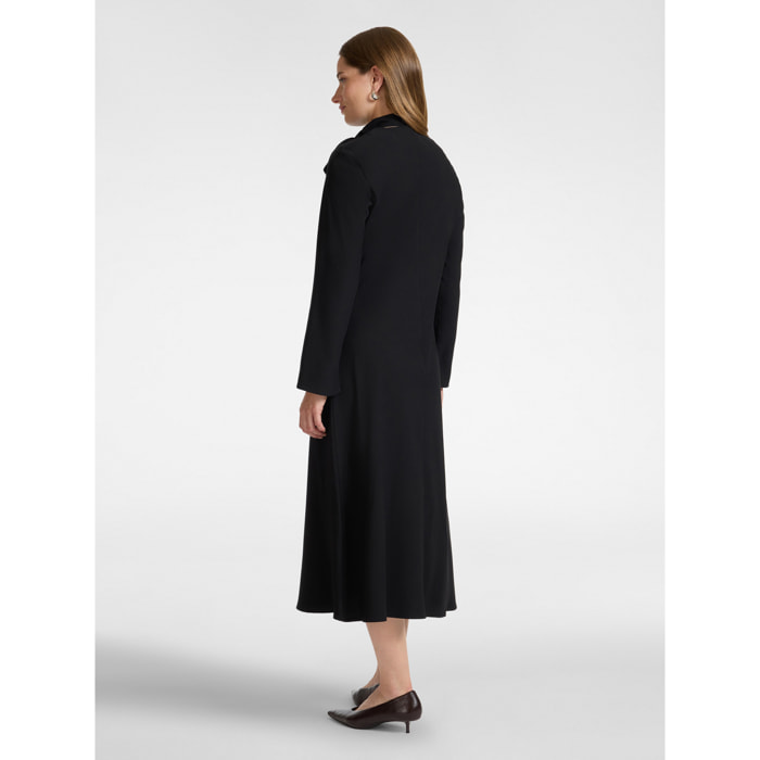 Elena Mirò - Abito lungo in crêpe enver satin - Nero