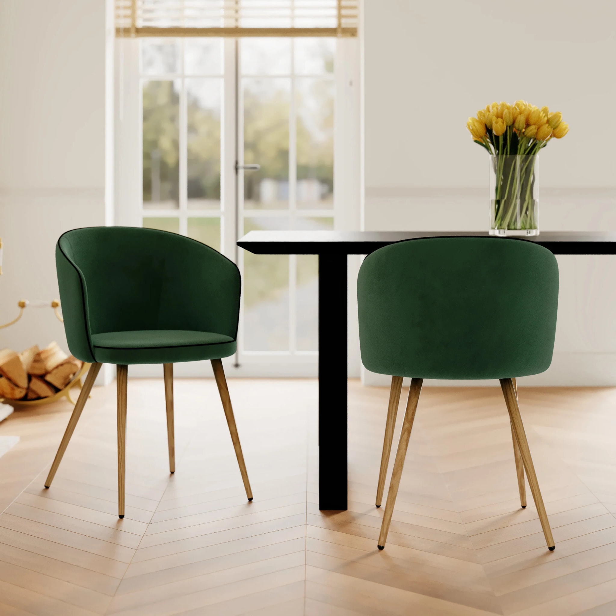 Lot de 2 chaises en velours vert - Chiara