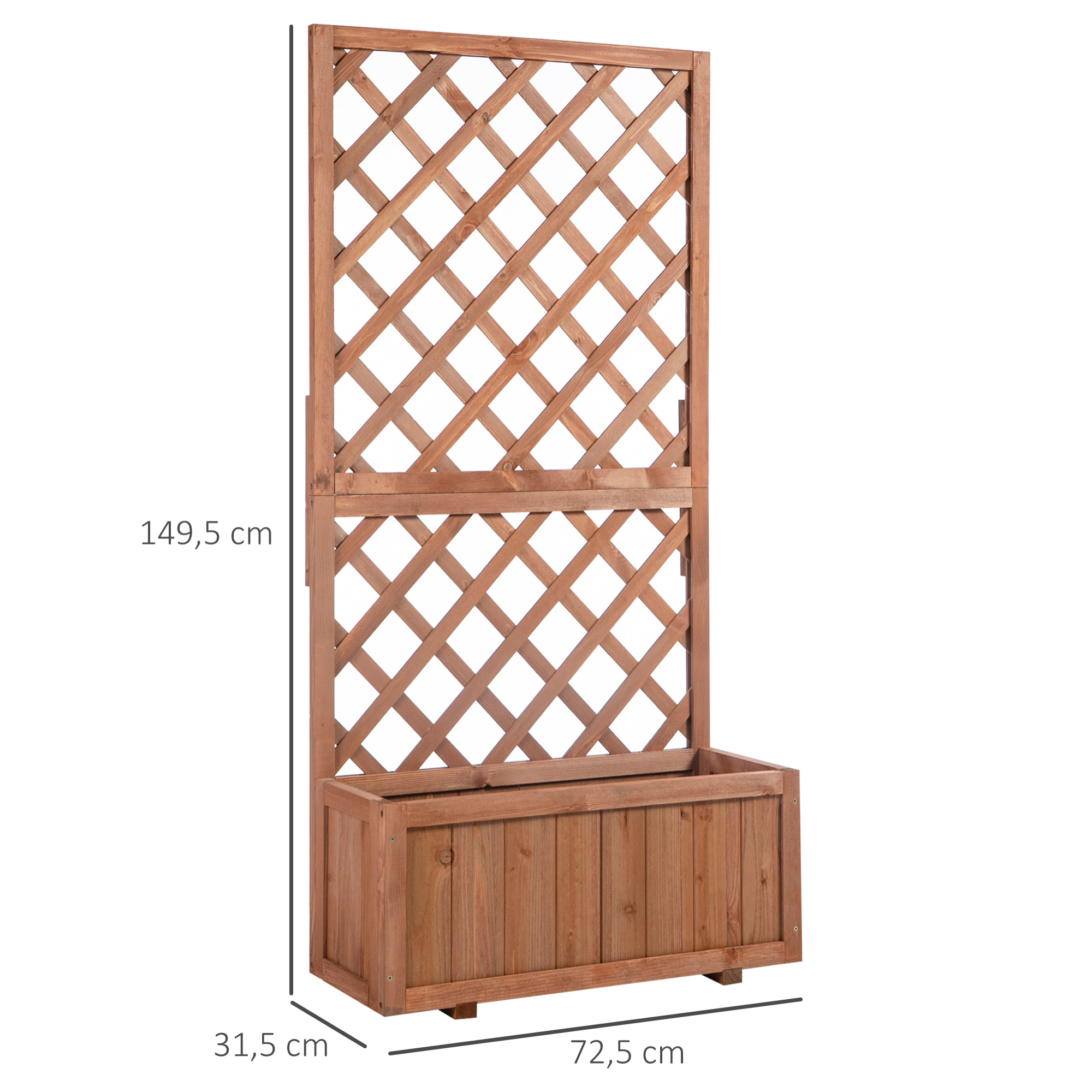 Jardinera con Enrejado de Madera para Cultivo Plantas Flores 72,5x31,5x149,5 cm