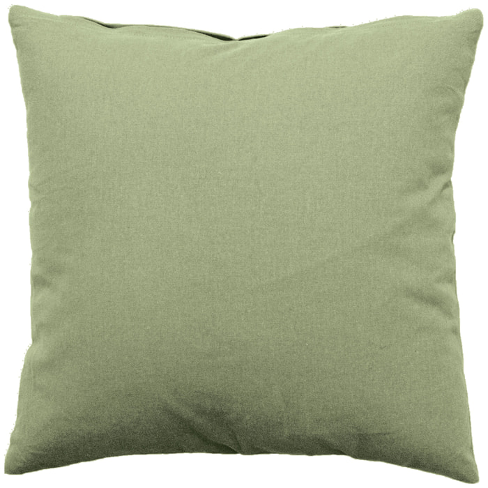 Coussin déhoussable uni en coton - Vert Olive