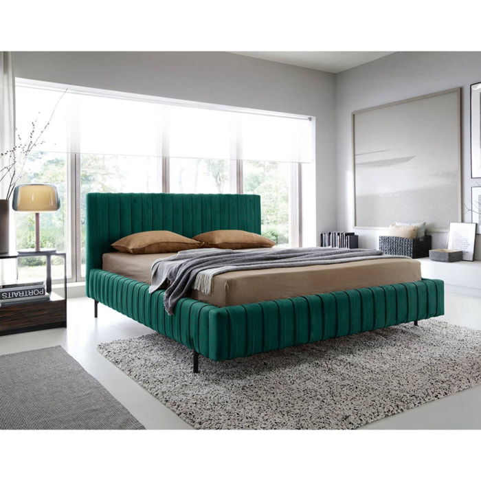 Flavio - lit coffre - 180x200 cm - sommier inclus - en simili - Vert