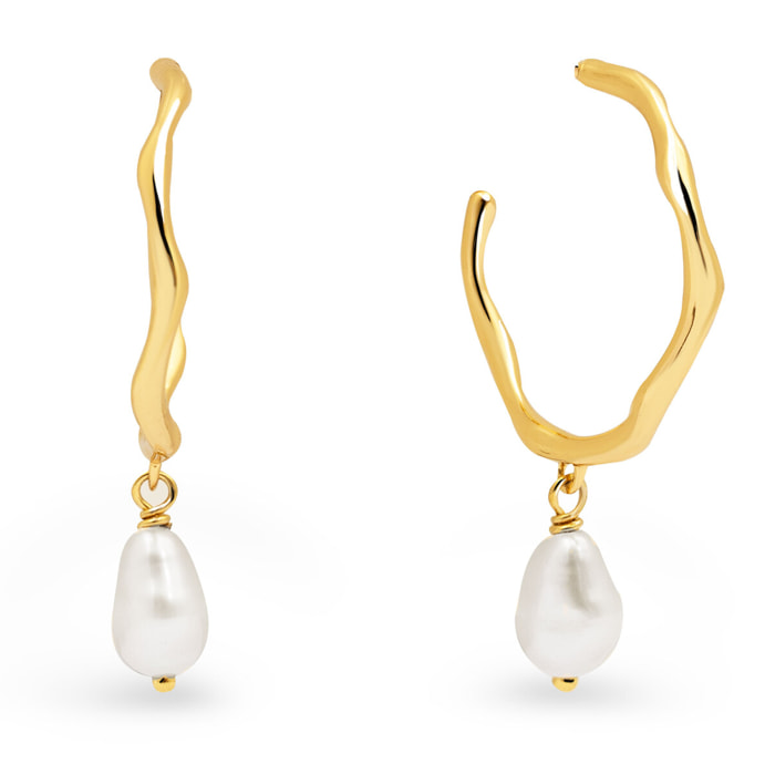 Pendientes Aro Menorca Pearl Baño Oro