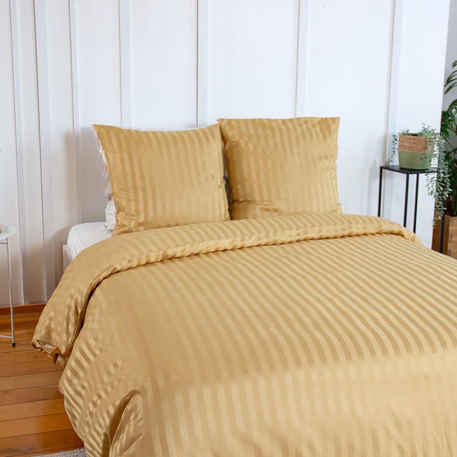 Parure housse de couette 3pcs 100% microfibre unie - jaune blond