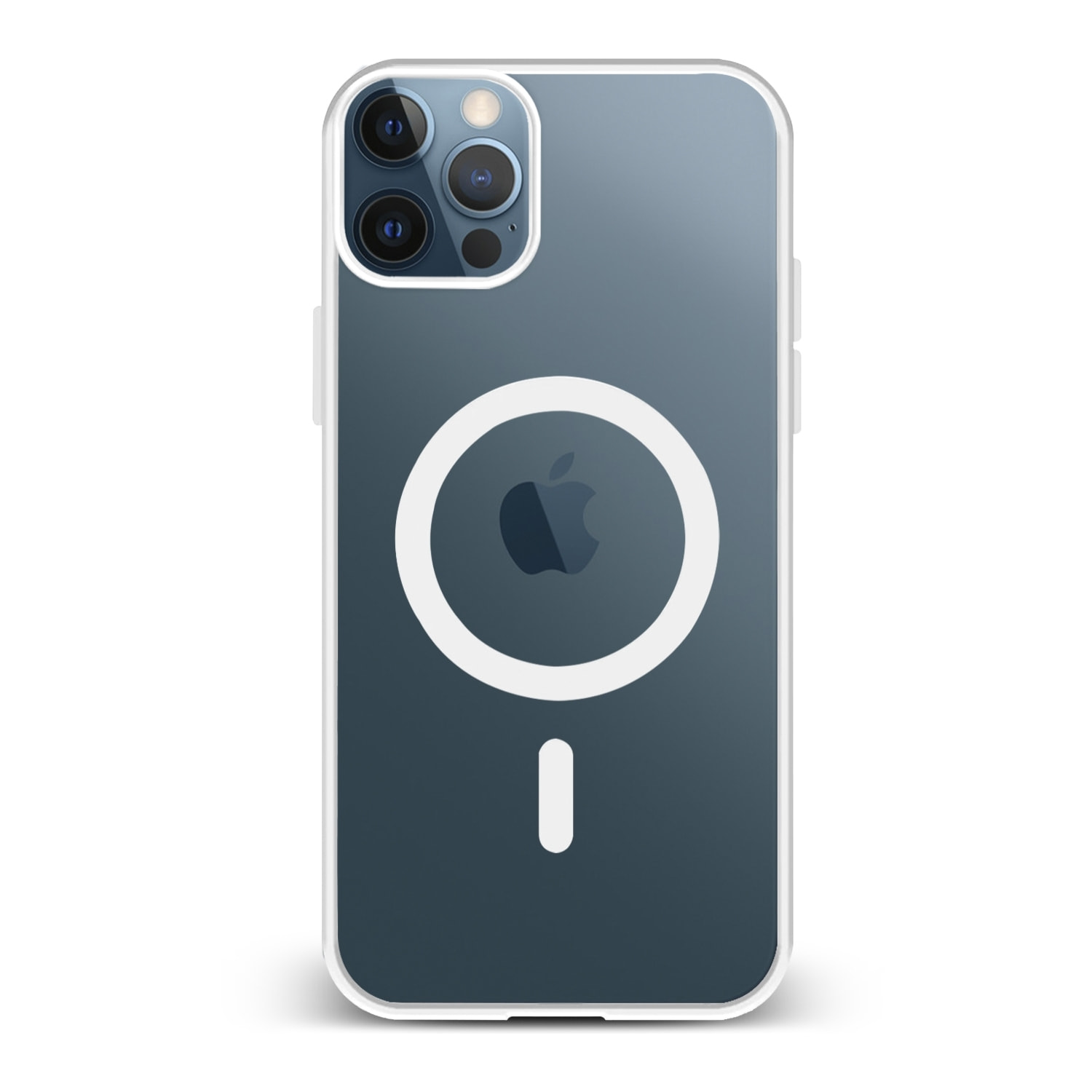 DAM Custodia ibrida anti-shock  Magsafe per iPhone 12 Pro Max. Bordi in silicone e retro in PVC. 8,09x1,02x16,36 centimetri. Colore bianco