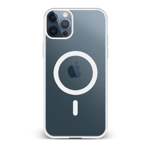 DAM Custodia ibrida anti-shock  Magsafe per iPhone 12 Pro Max. Bordi in silicone e retro in PVC. 8,09x1,02x16,36 centimetri. Colore bianco