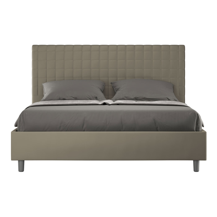 Letto matrimoniale con rete imbottito 160x200 similpelle cappuccino Sunny