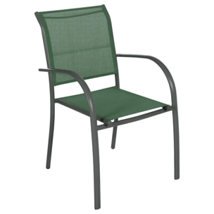 Fauteuil de jardin empilable "Piazza" vert olive & graphite en aluminium traité époxy