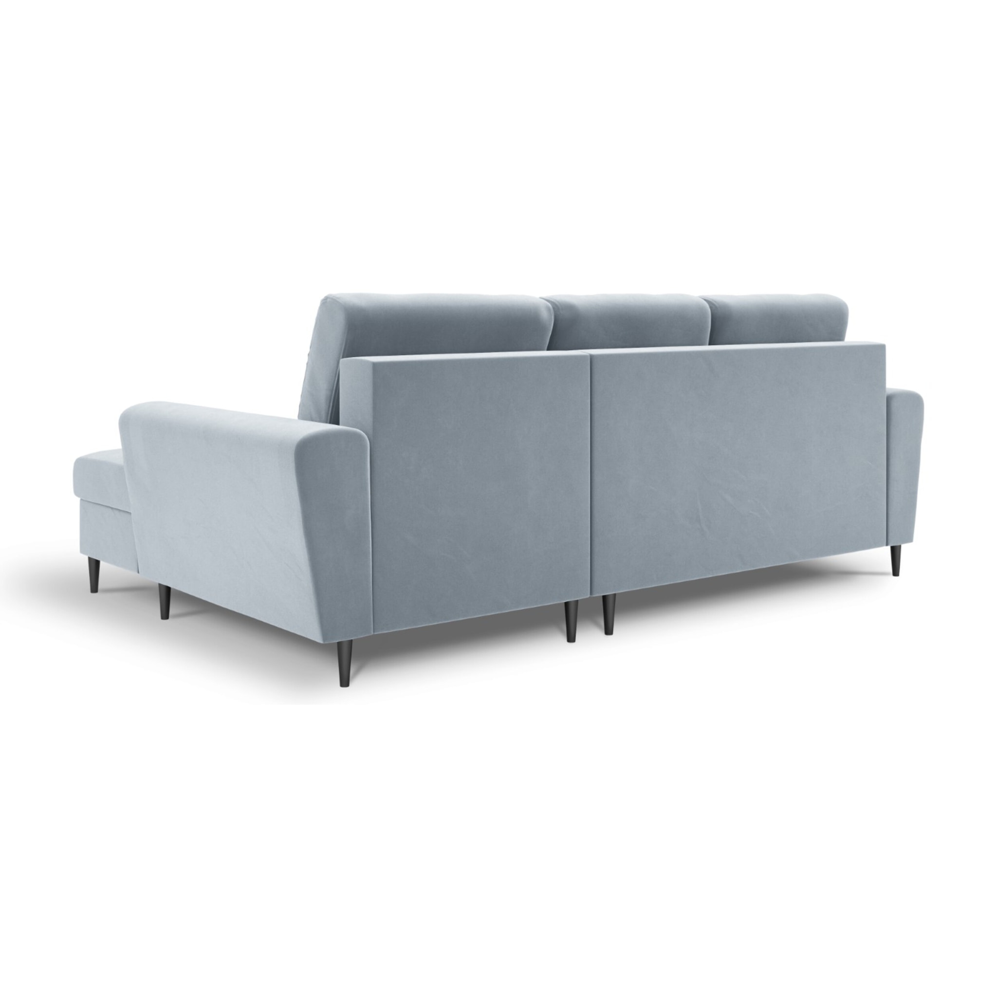 Canapé d'angle droit convertible avec coffre de rangement "Kyoto" 4 places en velours bleu clair