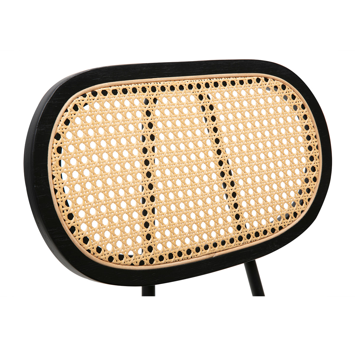 Chaises design noires en tissu velours, métal et cannage rotin (lot de 2) SWANN