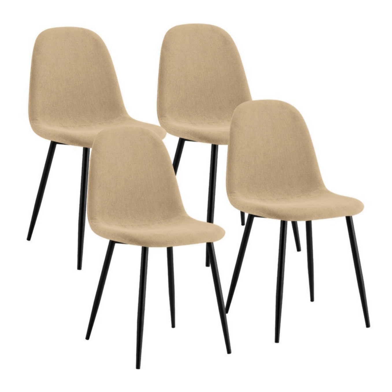 Set da 4 sedie da pranzo in tessuto sabbia - Bella