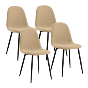 Set da 4 sedie da pranzo in tessuto sabbia - Bella