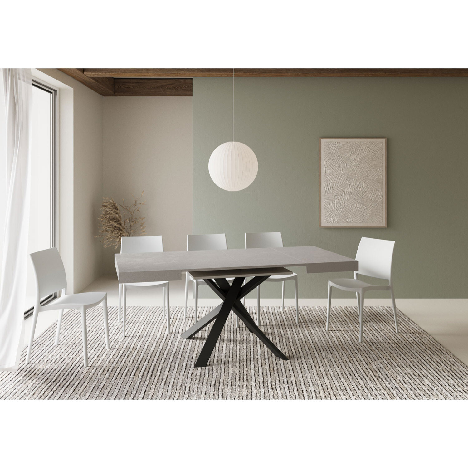 Tavolo allungabile 90x90/194 cm Clerk cashmere gambe antracite