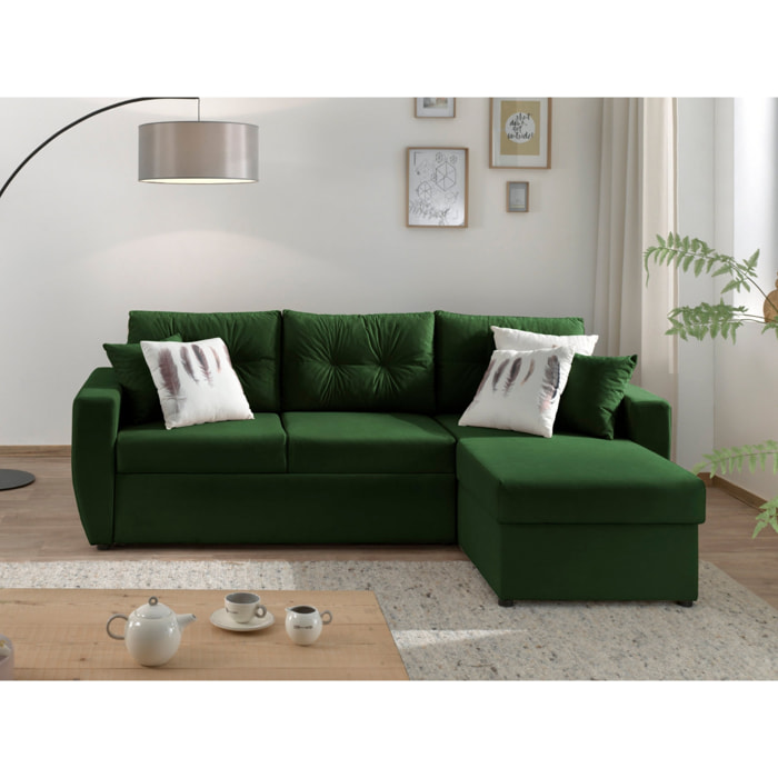 Astoria - canapé d'angle réversible - convertible avec coffre - style contemporain- 4 places - Vert