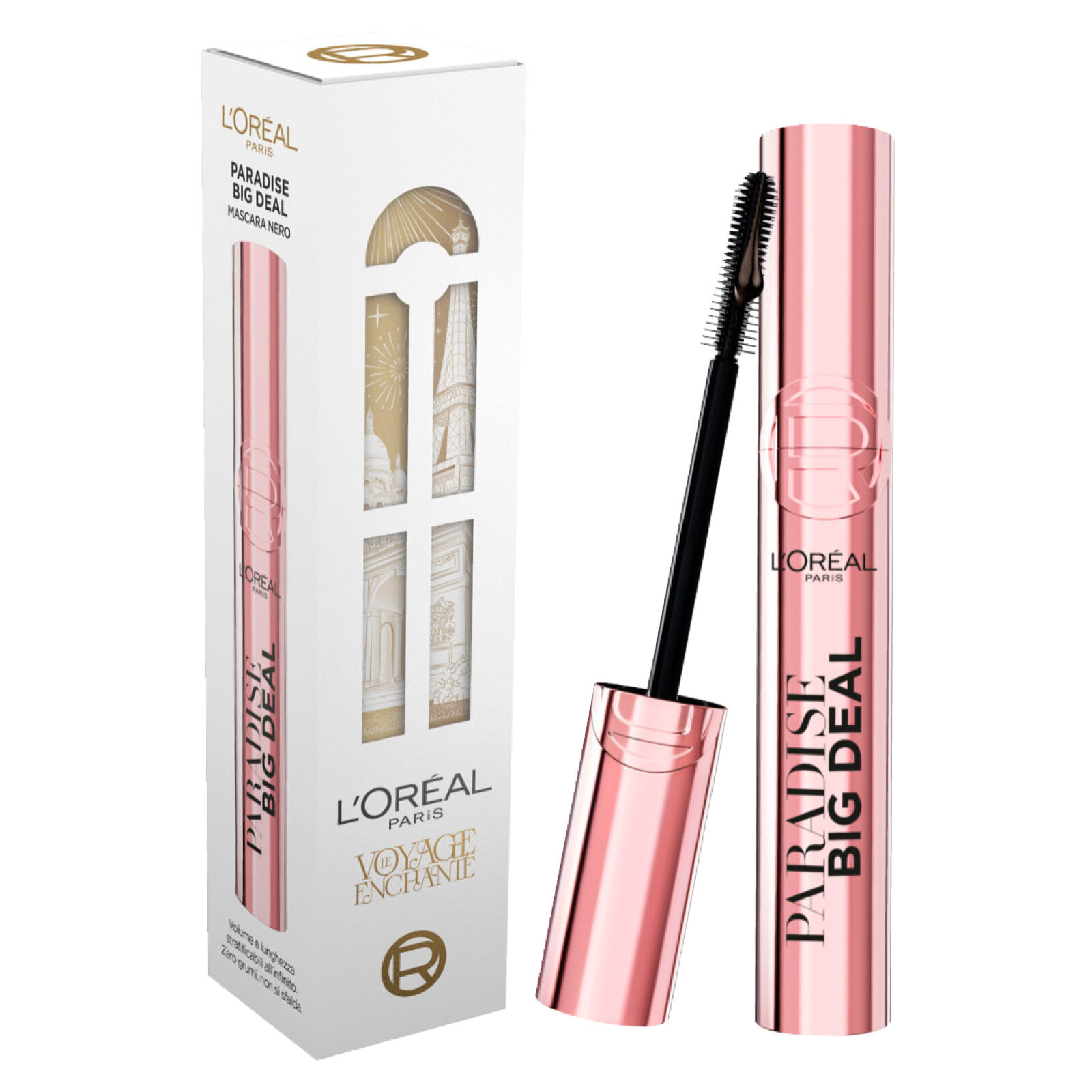 Mascara Nero in Confezione Regalo Natale Voyage Enchanté Paradise Big Deal Volumizzante e Allungante con Formula Smoothfinity