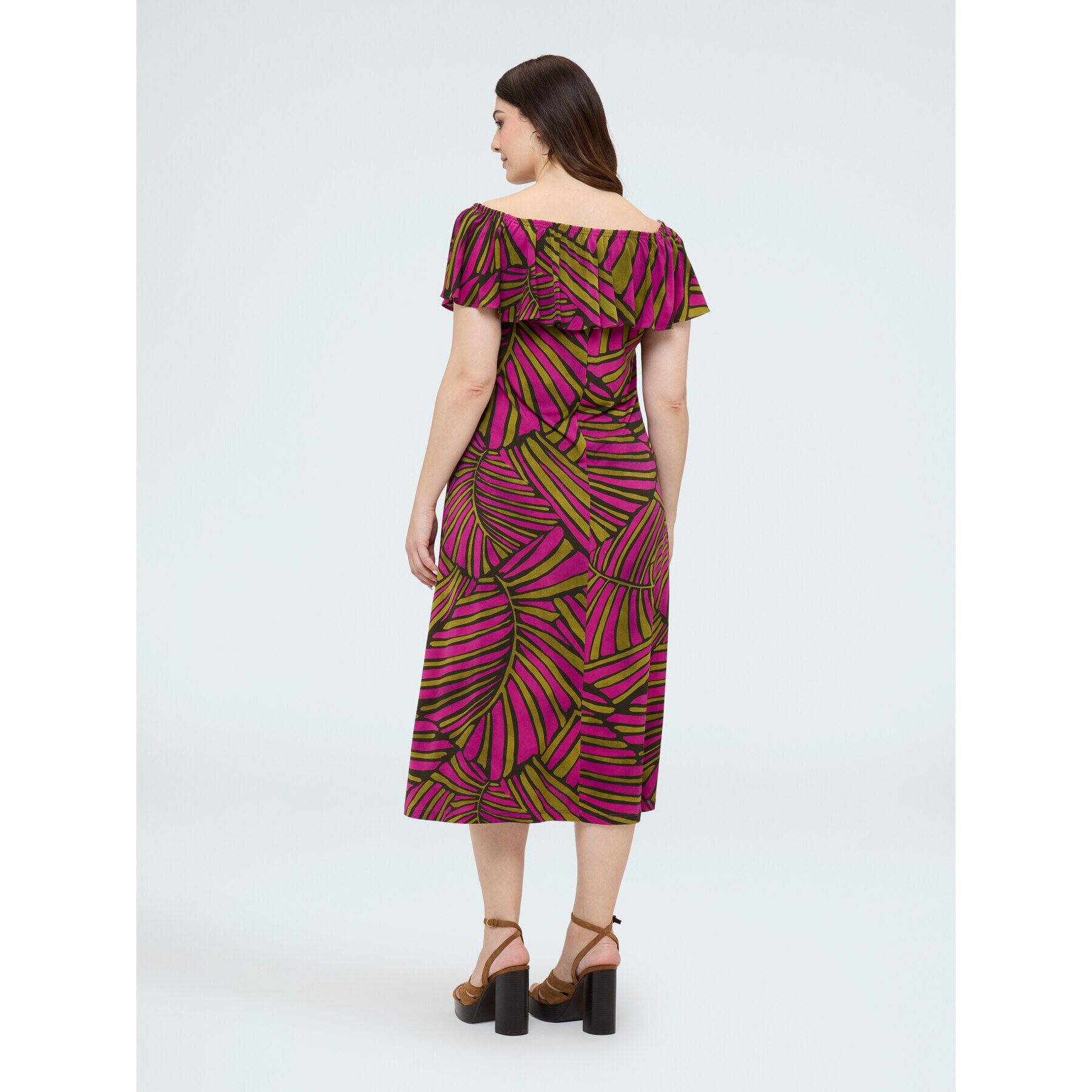 Fiorella Rubino - Vestido Chill off shoulder con estampado - Fuchsia
