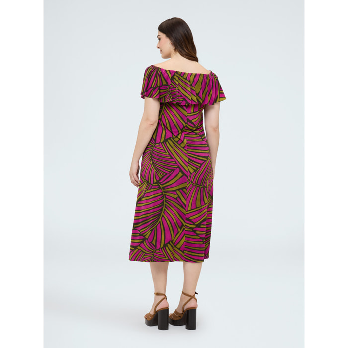 Fiorella Rubino - Vestido Chill off shoulder con estampado - Fuchsia