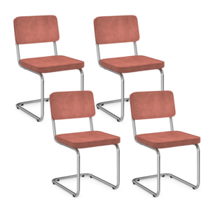 Chaises Naya en velours terracotta et pied métal - lot de 4