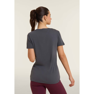 T-shirt donna con logo in strass bicolori