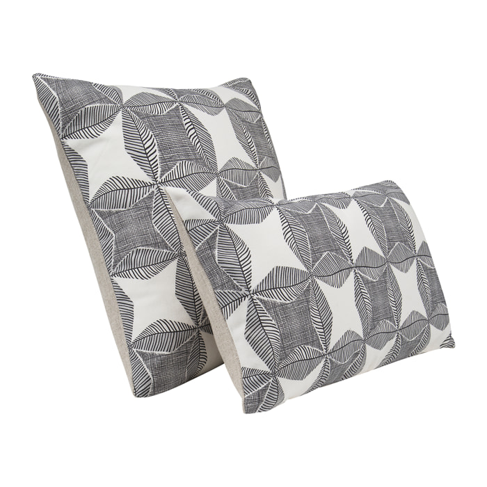 Housse de coussin bi-matière coton et lin, WAX