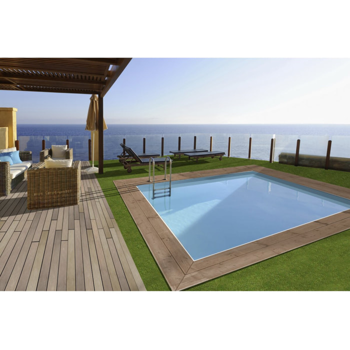 Piscine bois rectangle " Zanzibar "- 3.50 x 2.30 x 1.24 m + Pompe à chaleur  3.5 kw/h - Hayward - "Micro" - Noir